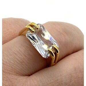 Estate RSC Ring Cubic Zirconium Art Deco Geometric Bling R.S. Covenant Size 7.5